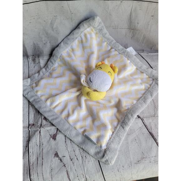 Carters Giraffe Baby Security Blanket Yellow White Grey Chevron Zig Zag Stripes - Picture 1 of 6